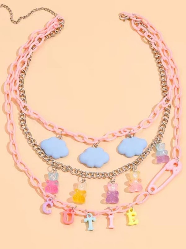 Y2K Statement Sweet Girl Cute Pendants Layered Necklace