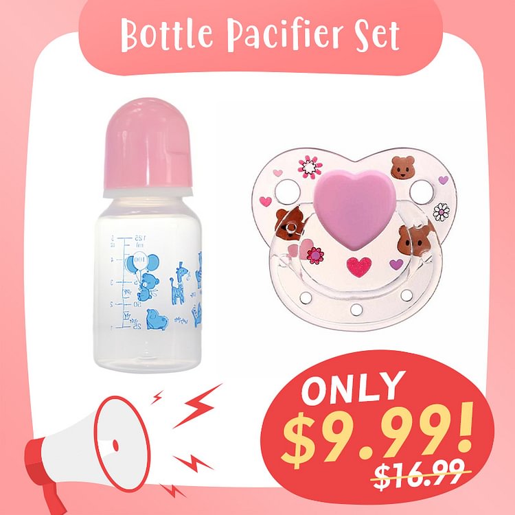  Pink Style Pacifier and Bottle 2 Piece Set Safest Reborn Baby Doll Accessories - Reborndollsshop.com-Reborndollsshop®