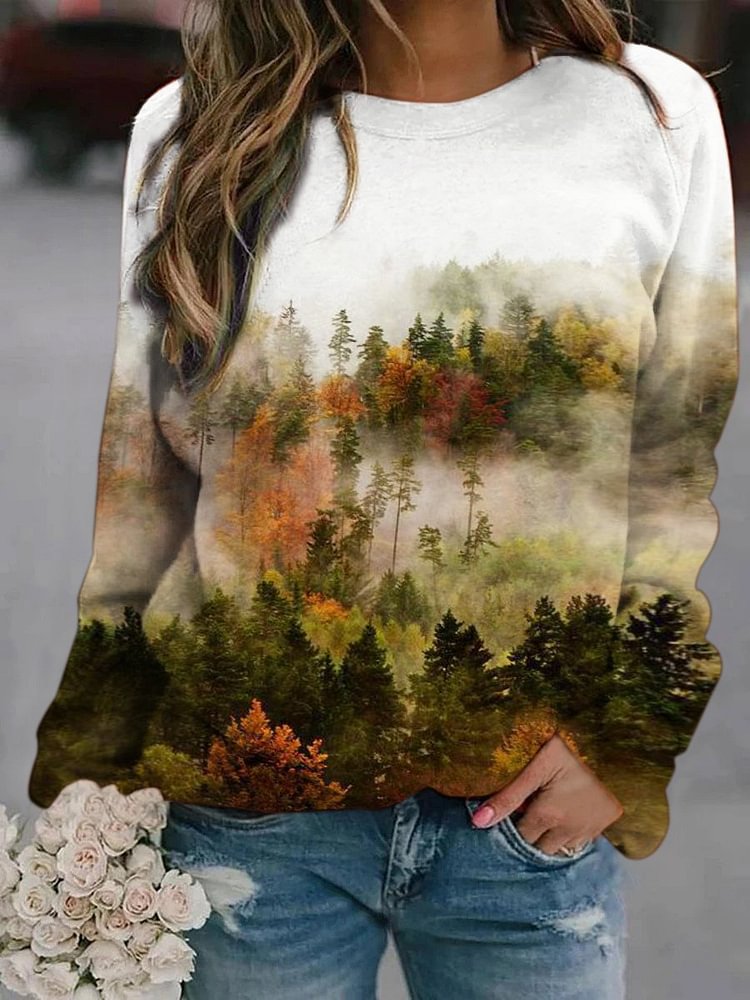 Animate Forest Casual Printed Sweatshirt