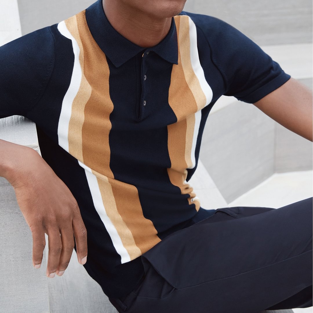Contrast stripes polo shirt / [viawink] /