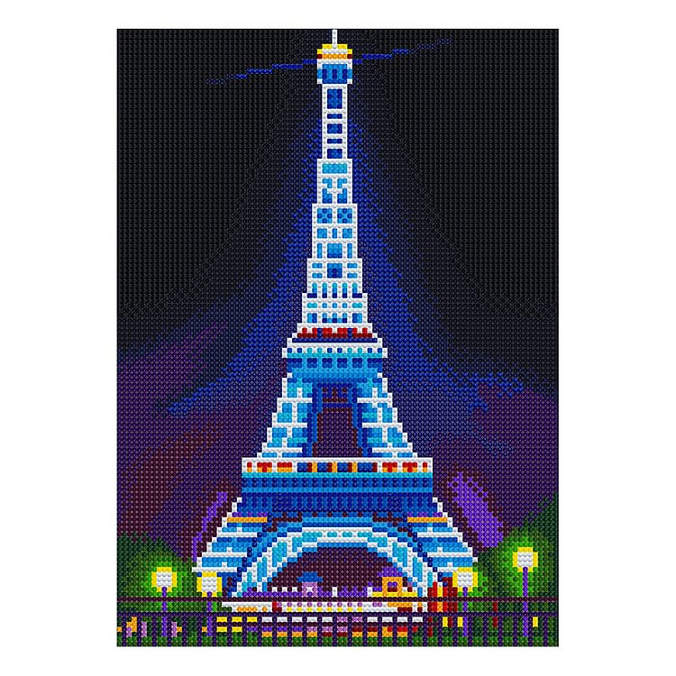 Luminous Eiffel Tower - Round Drill Diamond Painting - 30*40CM