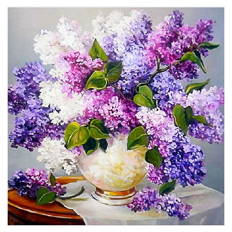 Lavender Vase Round Full Drill Diamond Painting 30X30CM(Canvas)-gbfke