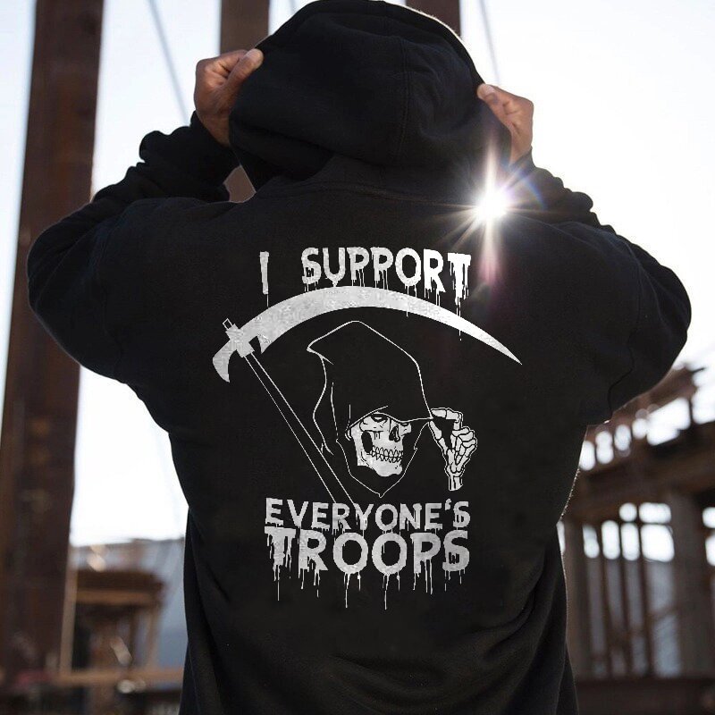 UPRANDY Men's Devil Skeleton I Support Everyone Troops Printed Hoodie -  UPRANDY