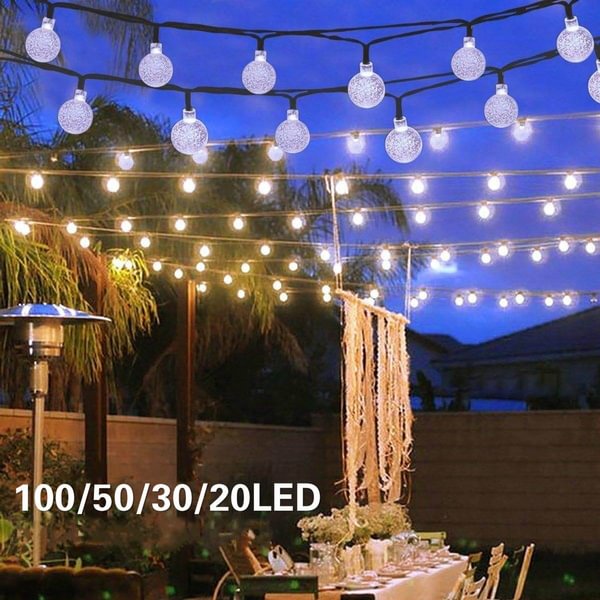 20/30/50/100 Led 39/31/19.7/19Ft Solar Globe String Lights 30 Led 19.8Ft Outdoor Crystal Ball Christmas Decoration Light Waterproof Solar Patio Lights Decorative For Xmas Tree Garden Home Lawn Wedding Party Holiday