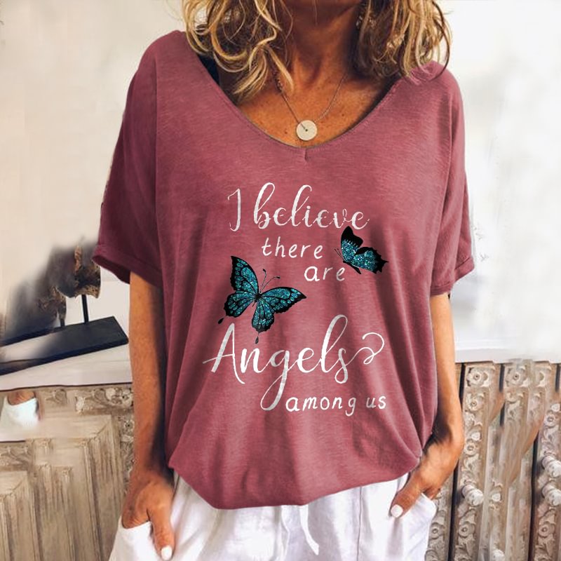 I Believe There Are Angels Among Us Graphic Tees Designer