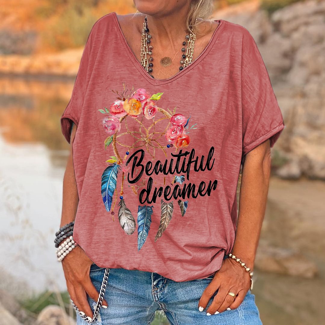 Beautiful Dreamer Printed Floral Hippie T-shirt