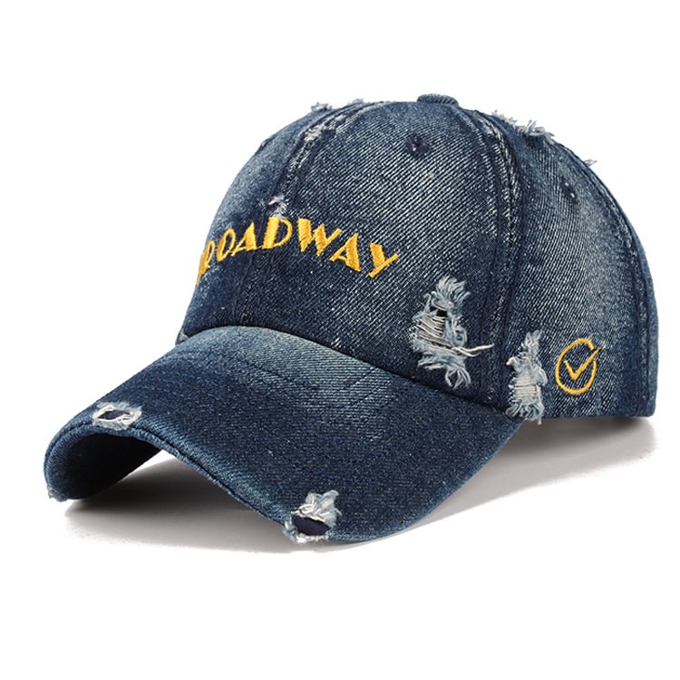 Men's outdoor leisure ripped embroidered denim cap / [viawink] /