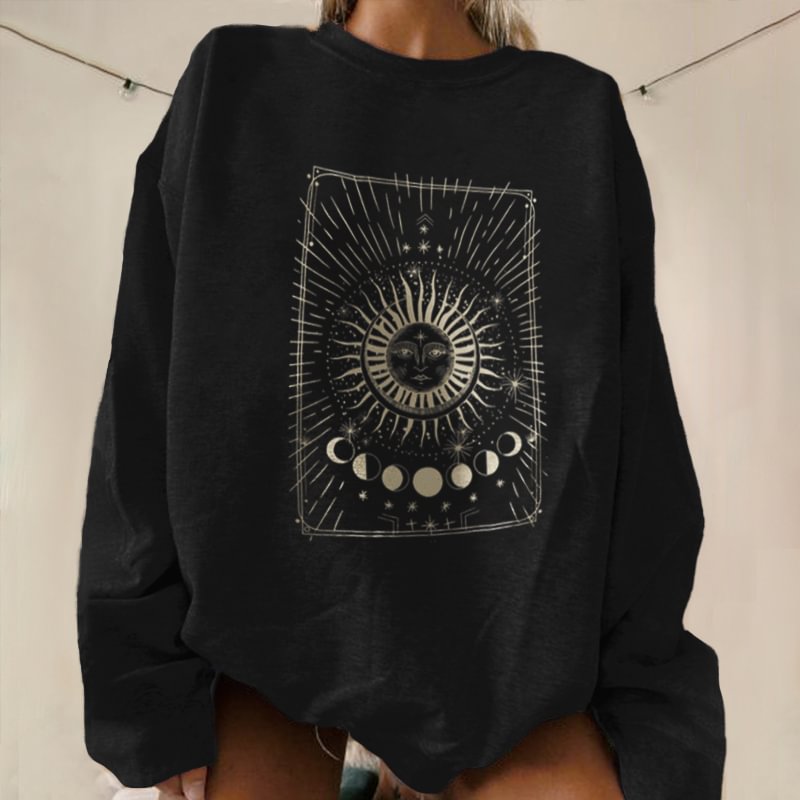   Mysterious Sun Moons Printed Women's Cozy Sweatshirt - Neojana