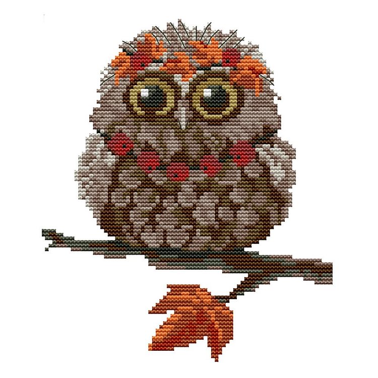 Owl - 14CT Stamped Cross Stitch - 19*22cm