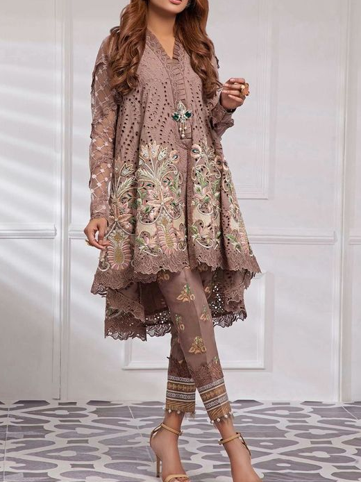 Flower Embroidery Elegant Two Piece Suit