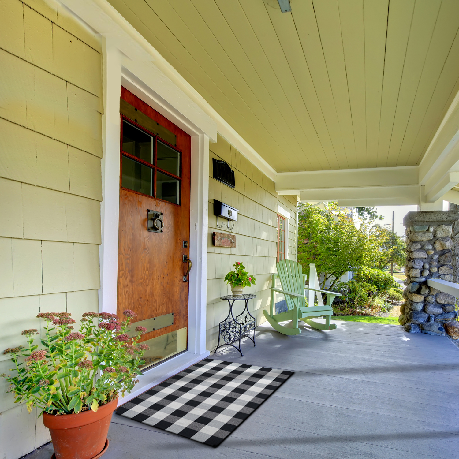 35"X59" (3X5) Black and White Buffalo Plaid Outdoor Check Rugs