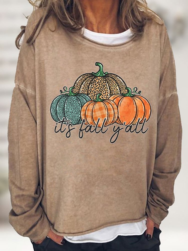 Halloween leopard pumpkin print casual loose sweater