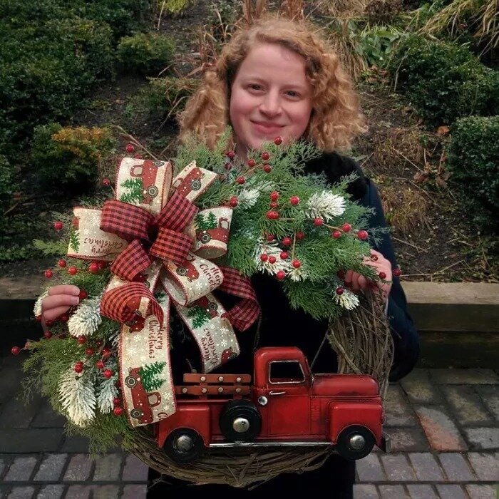Red Truck Christmas Wreath、、sdecorshop