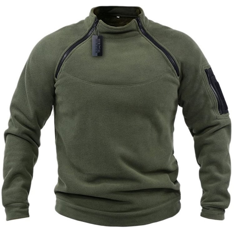BrosWear Casual Stand Collar Solid Color Plush Sweatshirt