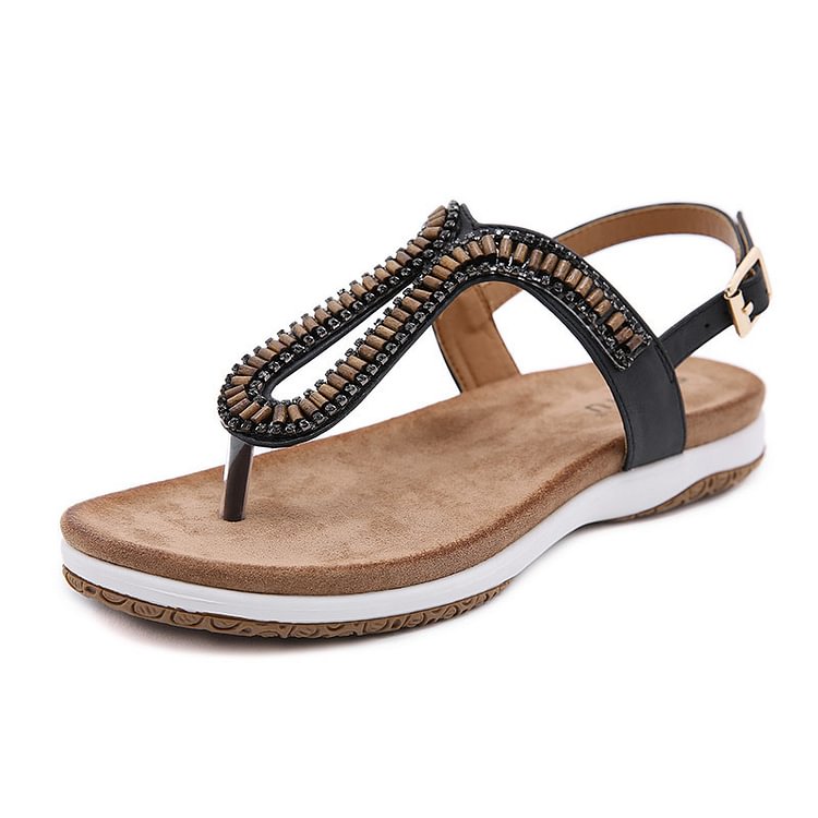 Women's Sandals With Round Head And Low Top Buckle In Summer