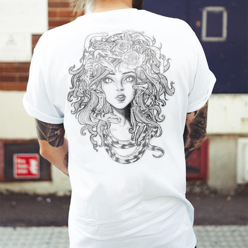 Beautiful Medusa print men casual tees designer - Krazyskull