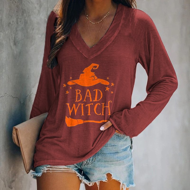 Bad Witch Printed Halloween T-shirt