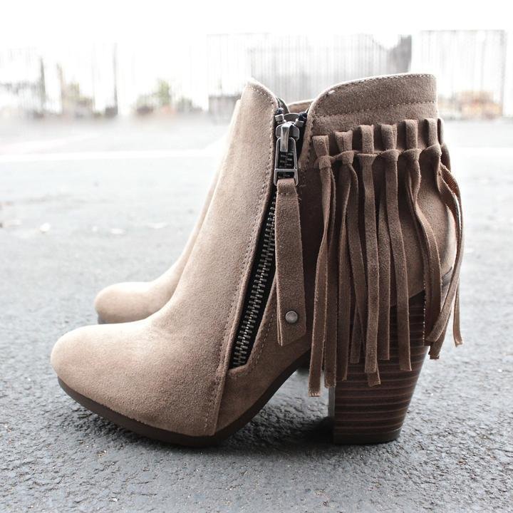Boho Fringe Ankle Booties Winter boots-Corachic
