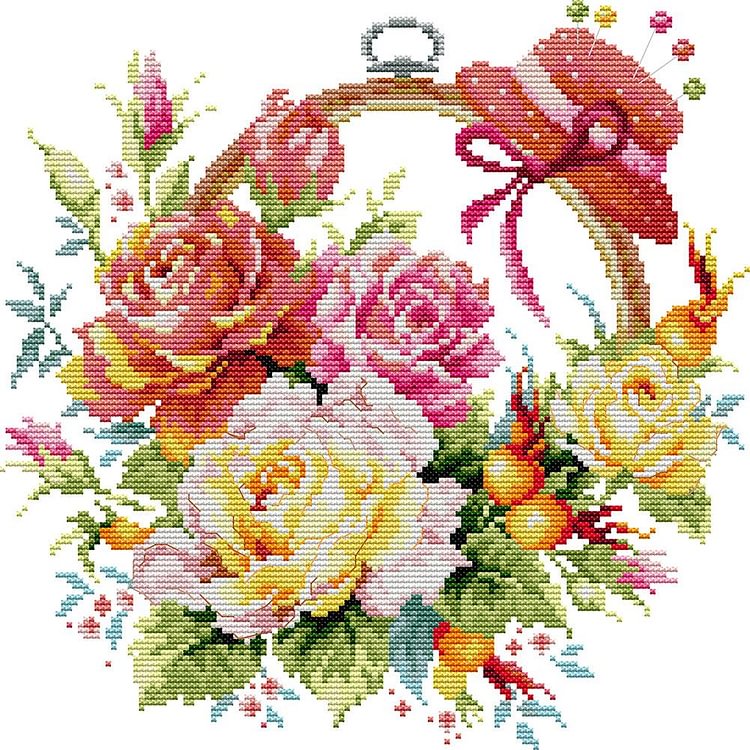 (14Ct/11Ct Counted/Stamped) Rose - Cross Stitch Kit 32X32CM