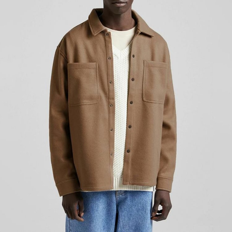 BrosWear Casual Solid Color Chest Pocket Jacket