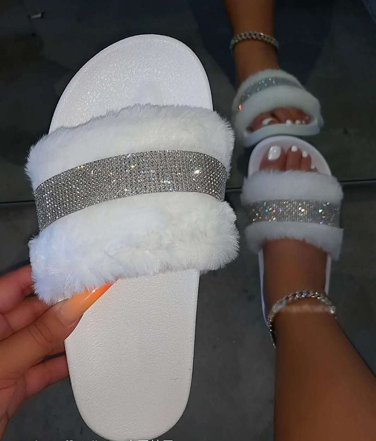 Women's diamond plush slippers