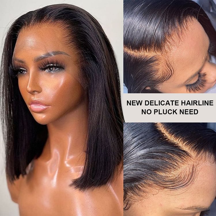 🔥 Best Sale 🔥 Glueless 4×4 Lace Closure Wigs | Black Straight Bob Wigs | Face-fitting