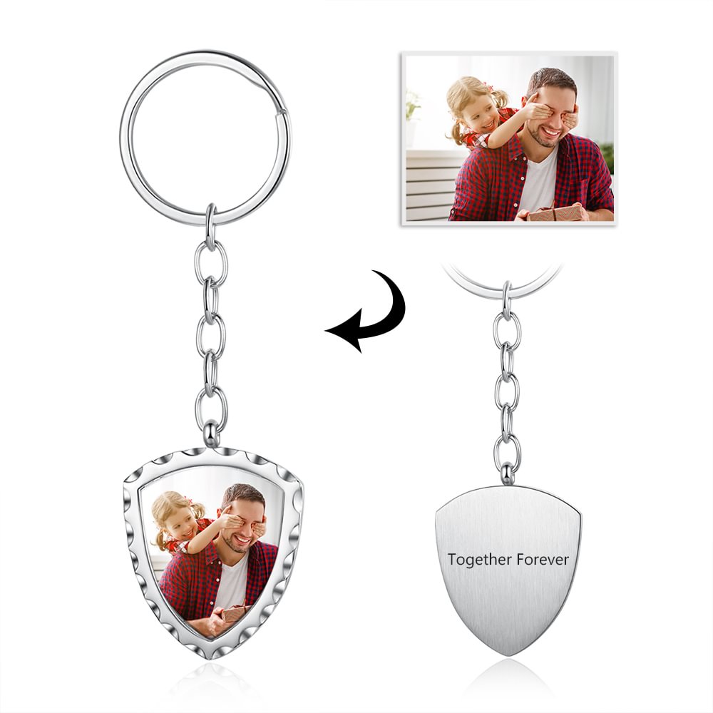 Personalized Photo Keychain Pendant Lace Engraving Stainless Steel