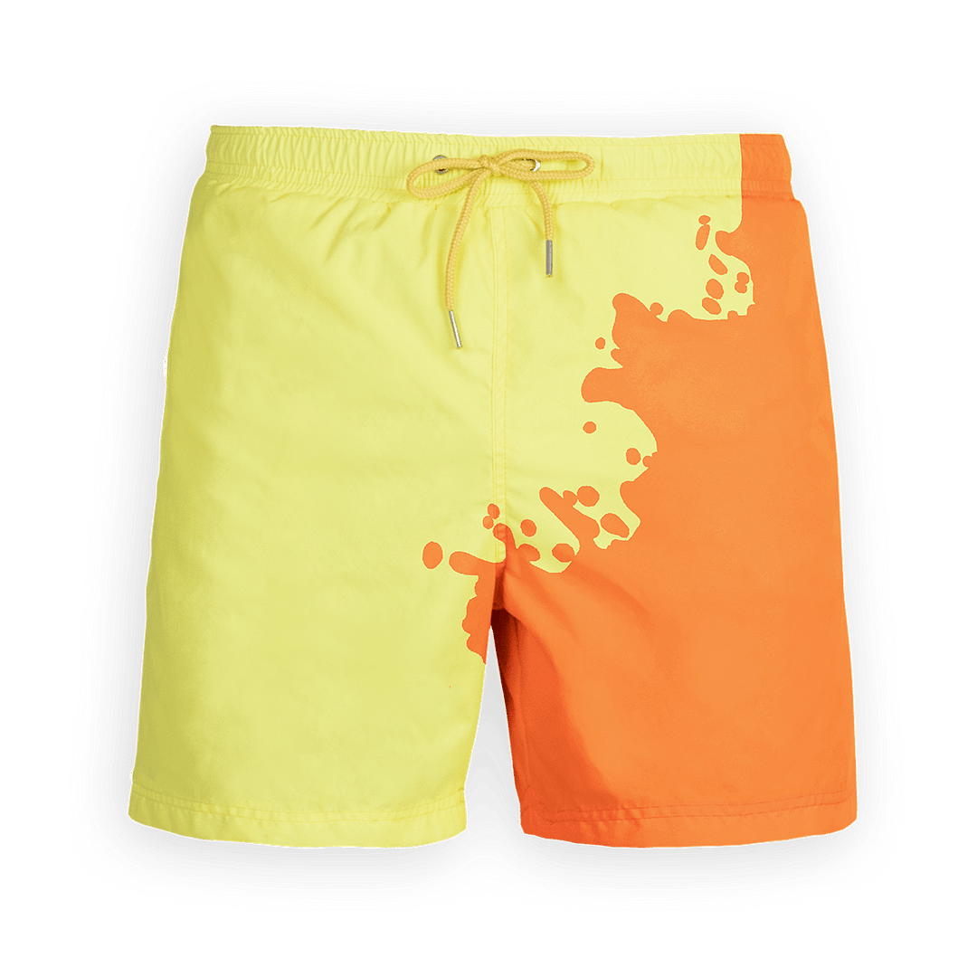 Kids Color Changing Swim Trunks | Orange-Yellow
