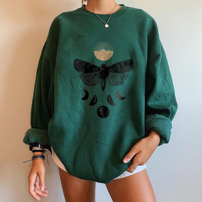   Sunset butterfly printed loose sweatshirt - Neojana