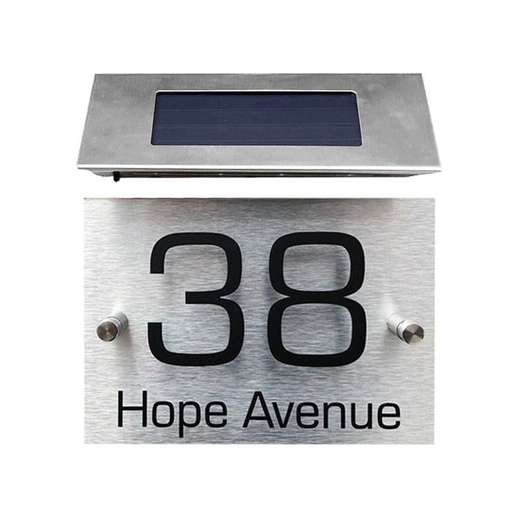 LED Solar House Number Light Digital Address Indication Doorplate Light
