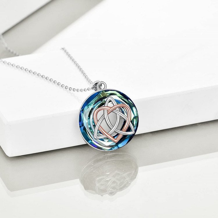 For Sister - S925 We are Like a Really Small Gang Blue Crystal Love Sister Irish Knot Necklace