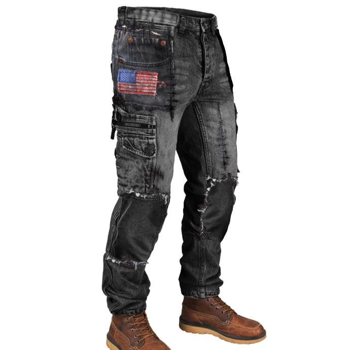 Retro Mens Multi Pocket Outdoor Casual Jeans / [viawink] /