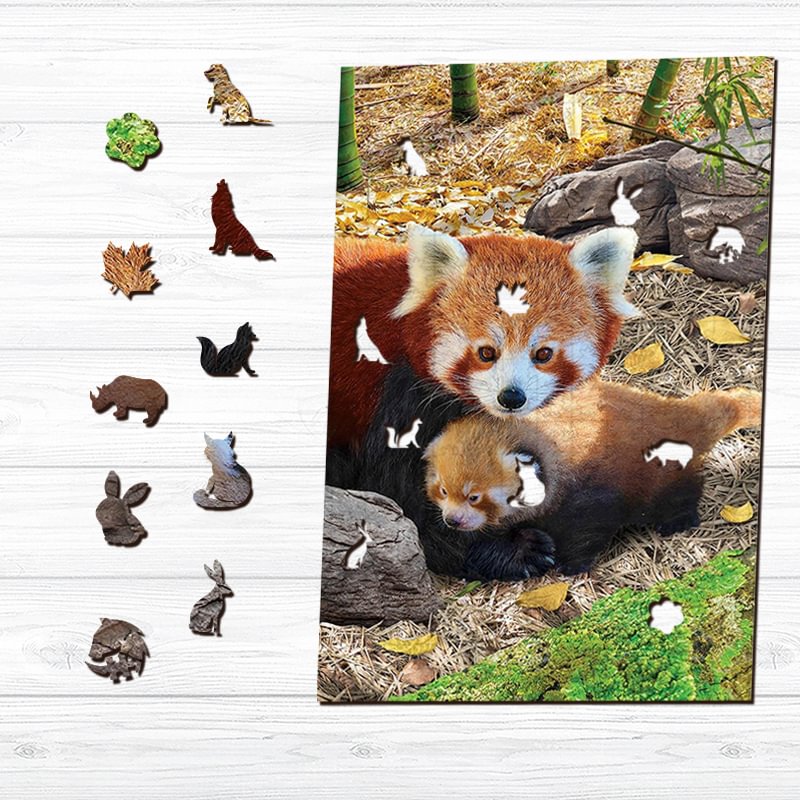 JEFFPUZZLE™-JEFFPUZZLE™ Red Pandas Wooden Puzzle