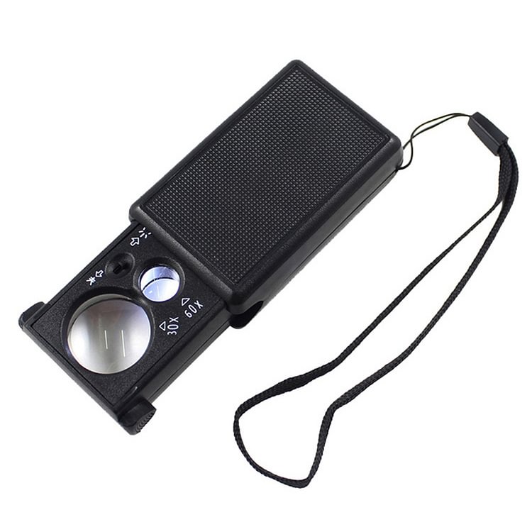 30 60 Times LED UV Currency Magnifier Detector Stamps Jewelry Loupe Glass