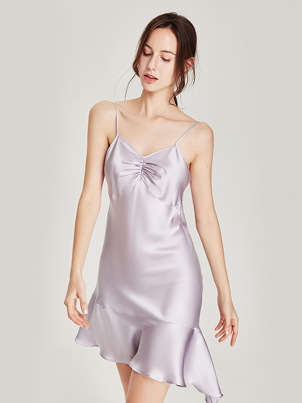 Irregular Hem Luxury Silk Nightgown