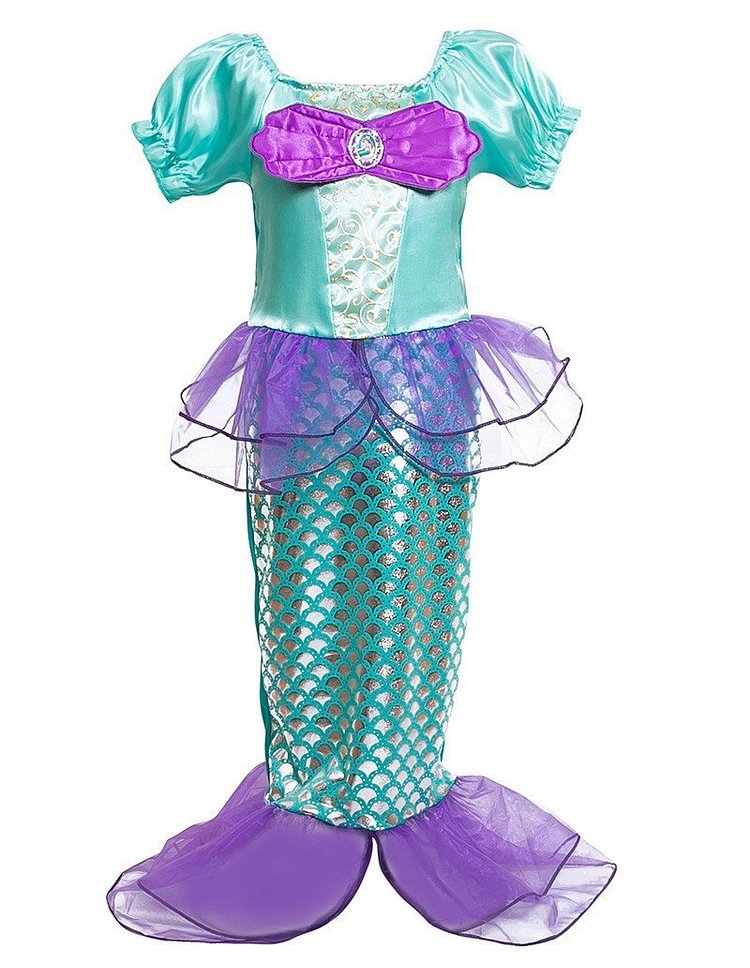 Green Mermaid Dress Halloween Costume For Girls-Mayoulove