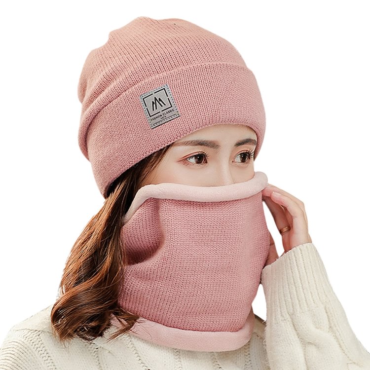 2pcs/Set Winter Warm Cycling Fleece Scarf Hat Men Women Full-Face Cover Cap