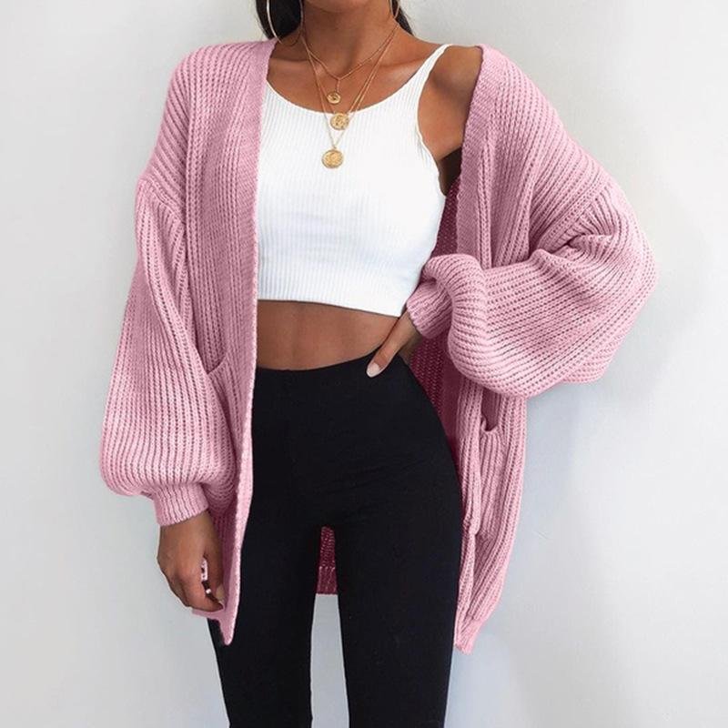 Loose-colored Long Cardigan In European and American Sweaters-Corachic