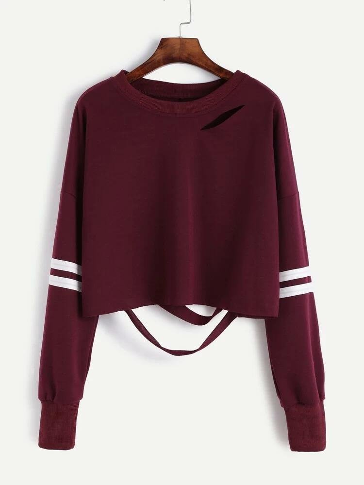 Excellent Look Wine Color Fancy Long Sleeves Casual Top