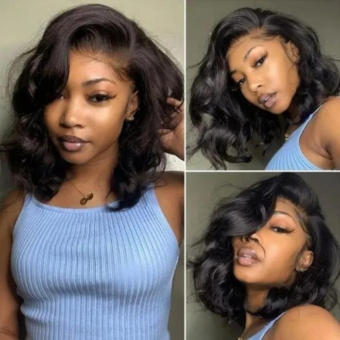 💥 Affordable  💥 Undetectable  T Part Frontal Lace Wigs | Black Wavy Bob Wigs | Upgraded 2.0