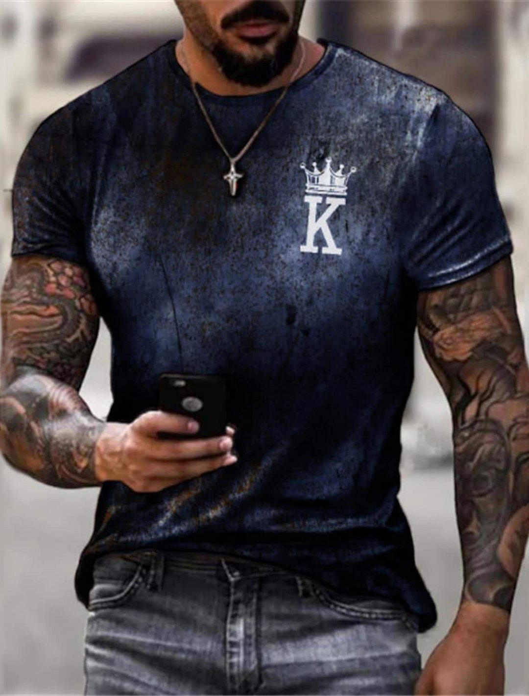 Men's Tee T shirt Shirt 3D Print Graphic Prints Letter Print Short Sleeve Daily Tops Polyester Casual Vintage Designer Big and Tall Round Neck Blue Gray Black / Wet and Dry Cleaning / Summer-Corachic