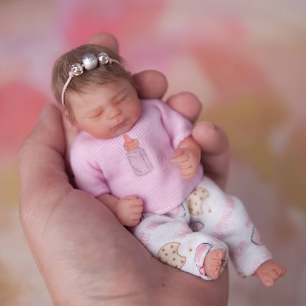 Miniature Doll Sleeping Full Body Silicone Reborn Baby Doll, 5 Inches Realistic Newborn Baby Doll Girl Named Eden