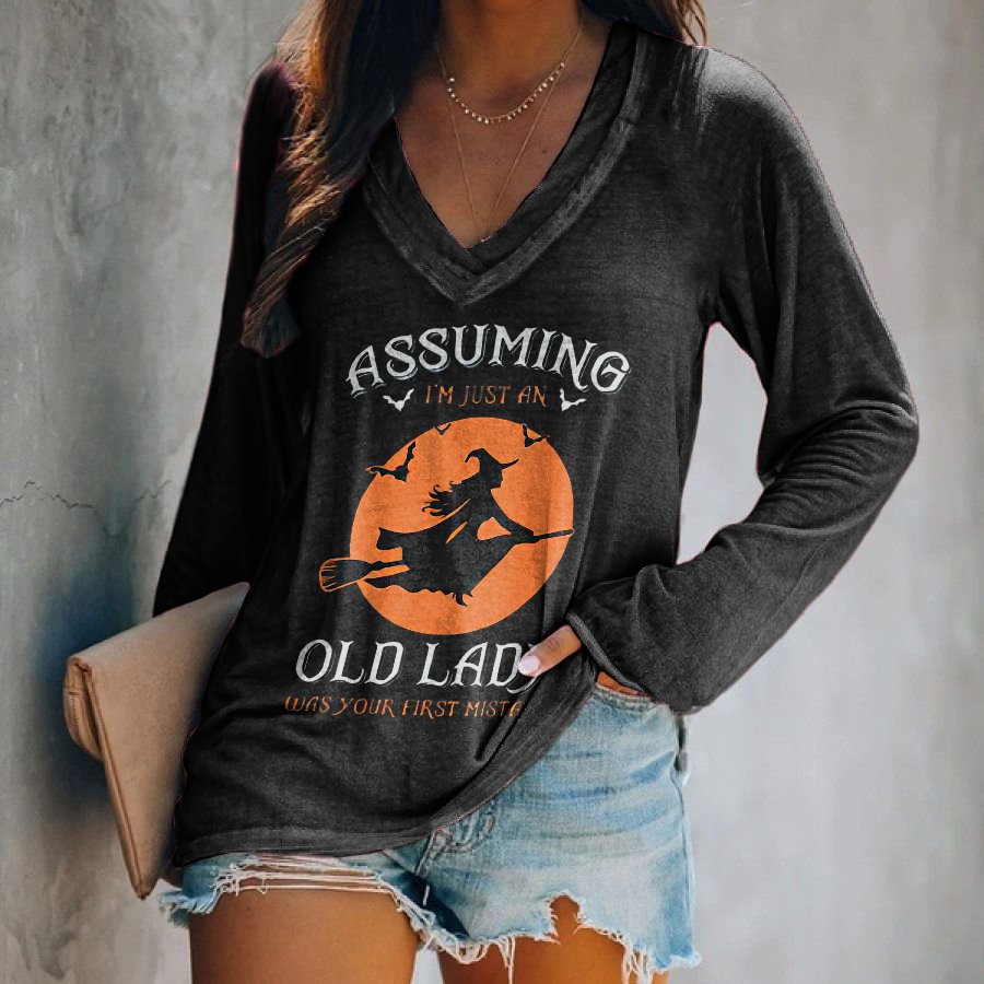 Assuming I'm Just An Old Lady Was Your First Mistake Printed Long-sleeved T-shirt