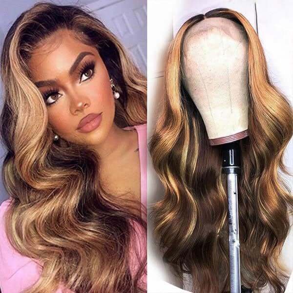 HD Invisible Lace Wig丨10-38 Inches Gold And Brown Mix Body Wave Hair丨13×6 Lace Frontal Wig