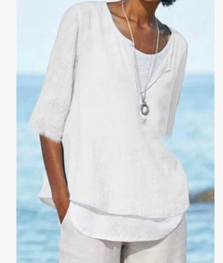 Women's V-neck Cotton And Linen Retro Shirt