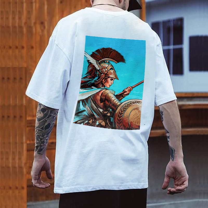 Classic Knight Athena Printed Casual Men's T-shirt - Krazyskull