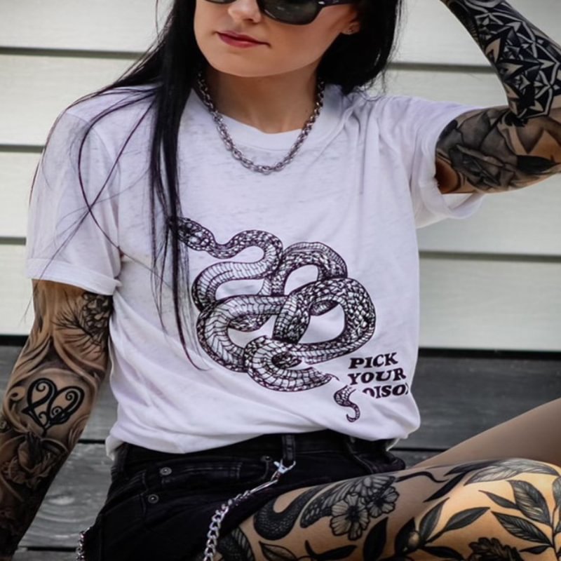 Pick your poison snake printed  T-shirt - Krazyskull