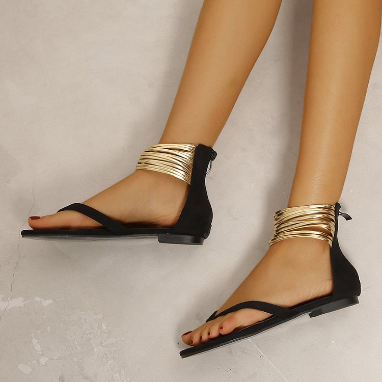 Summer Shoe Low-heeled Woman's Sandals For Outdoor With Zip Open Toe Fashion Slippers Sandals Heeled Sandals