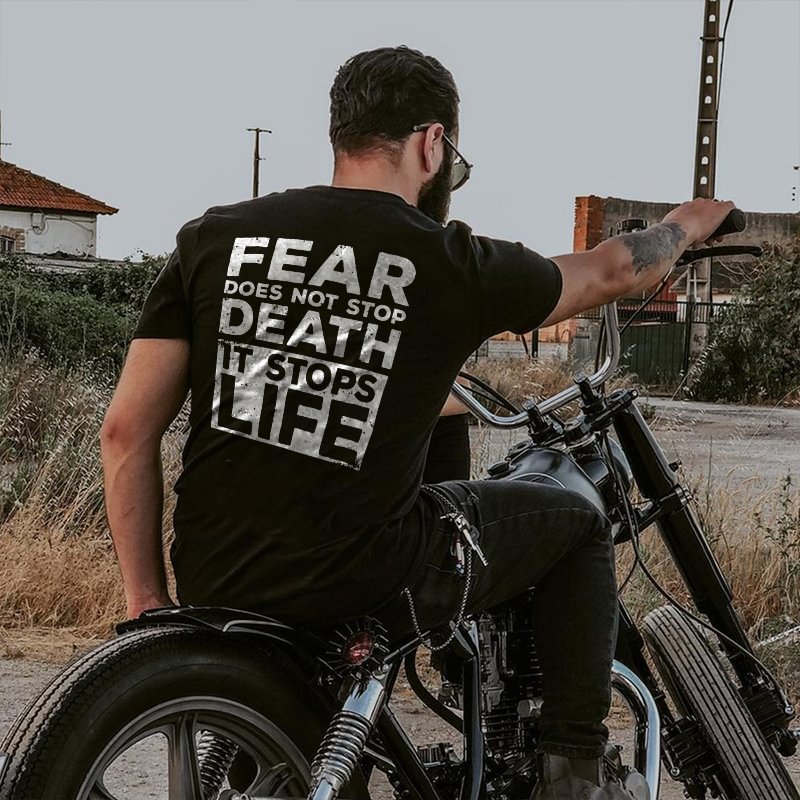 UPRANDY Fear Does Not Stop Death It Stops Life Printed Men's Vintage T-shirts -  UPRANDY