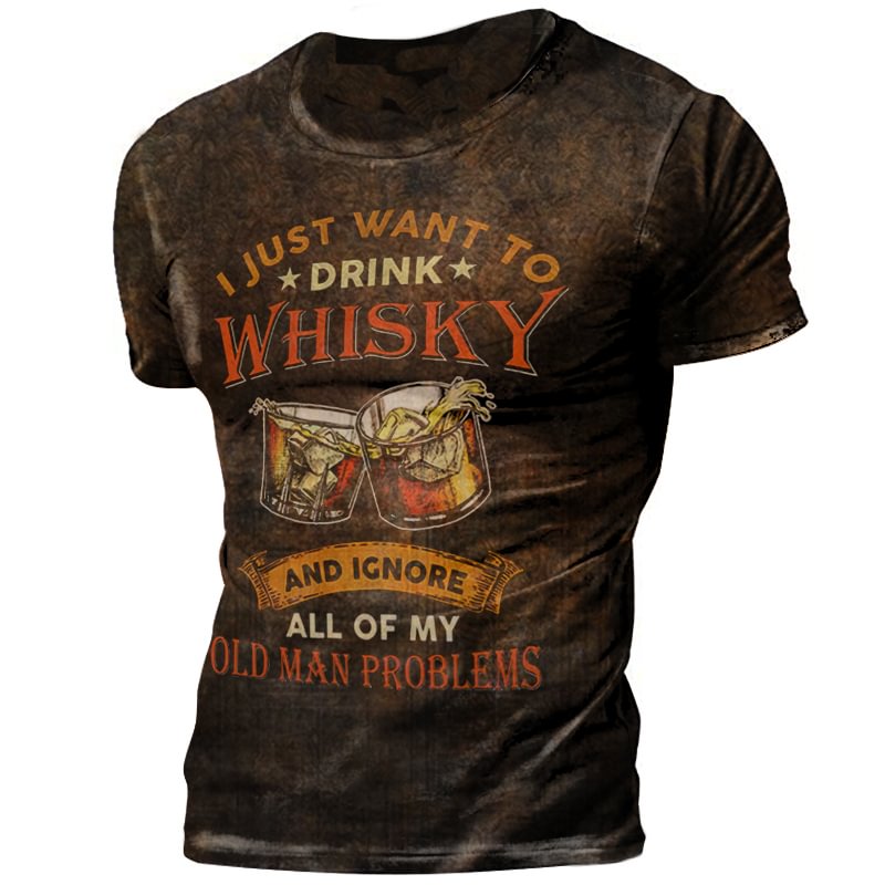 Mens Comfortable Vintage Whiskey Print T-shirt / [viawink] /